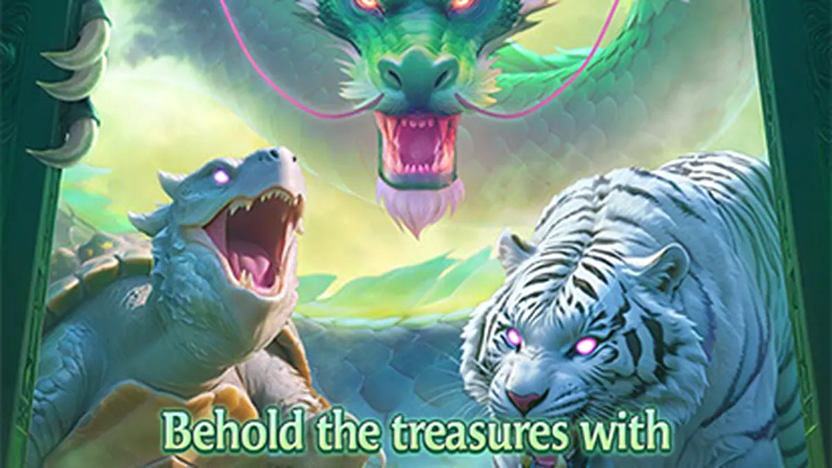Mythical Guardians স্লট গেমের একটি দৃশ্য যেখানে পৌরাণিক প্রাণীদের প্রতীক দেখা যাচ্ছে